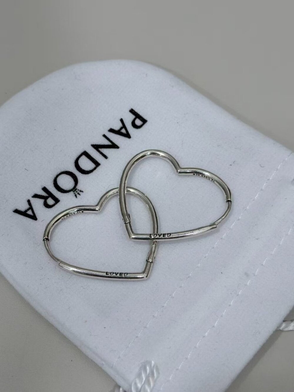Pandora Silver‑Tone Open Heart Click Hoop Earrings